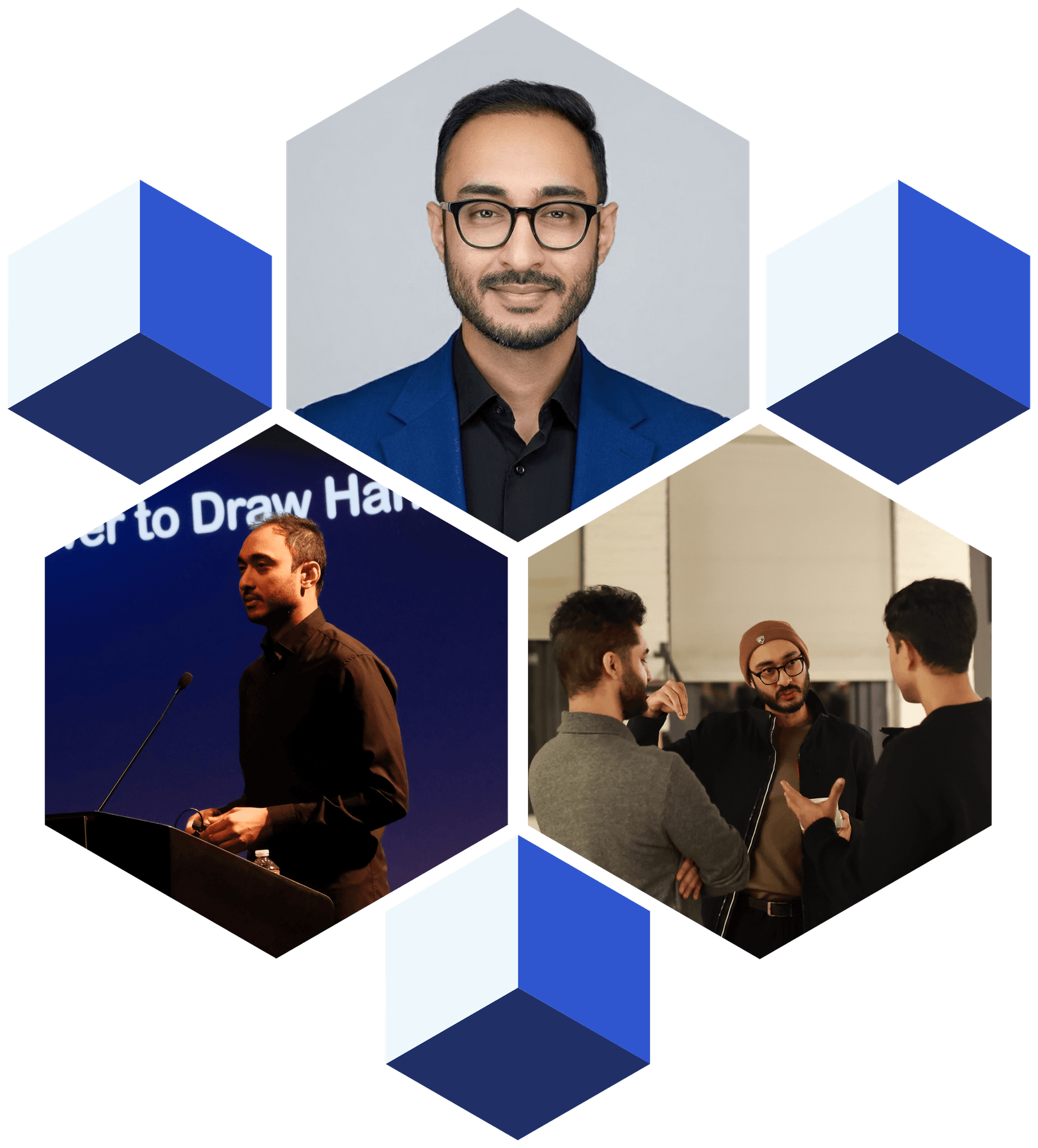 Syed Hussain in portrait, speaking, and in conversation
