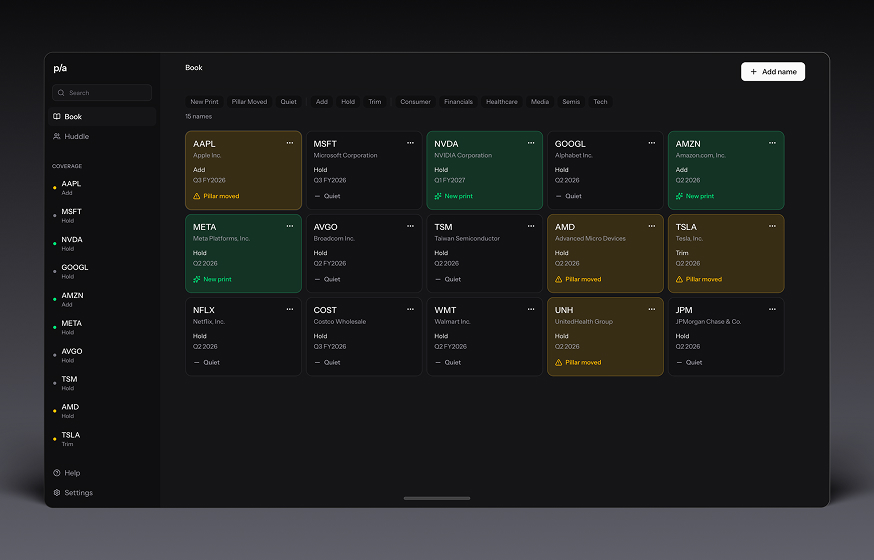 Pulse product interface on a tablet